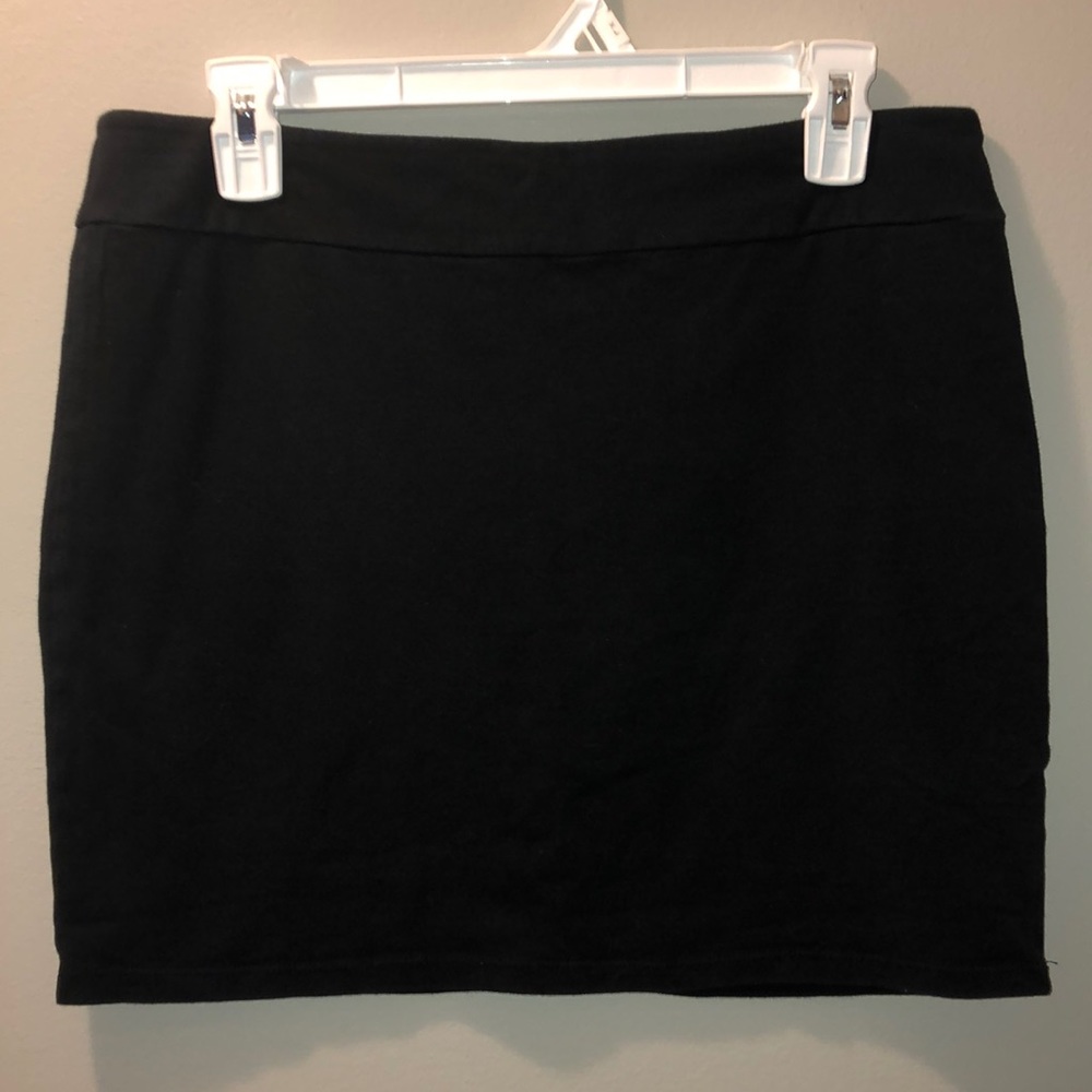 Black cotton mini skirt